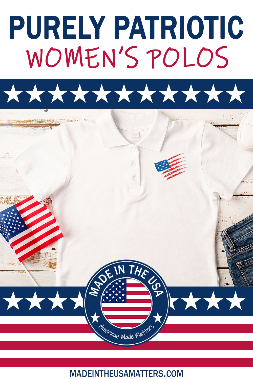Women's Patriotic Polo Shirts Made in the USA | Purely Patriotic ...