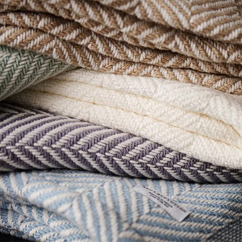 Red Land Cotton 100% Cotton Herringbone Weave Throw Blanket Made in USA