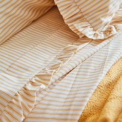 Red Land Cotton Harvest Gold Stripe Farmhouse Bed Sheets