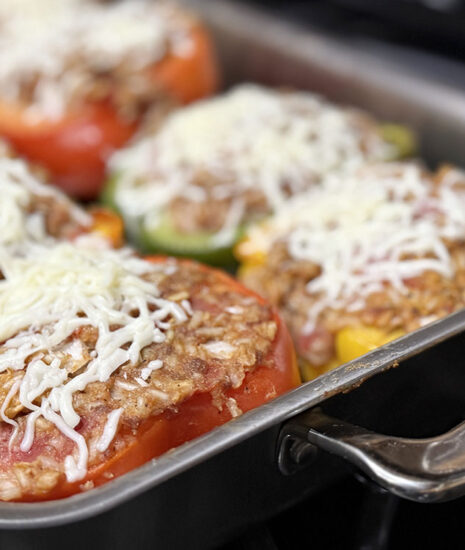 Stuffed Peppers in 360 Bake & Roast 9x13 Stainless Steel Baking Pan