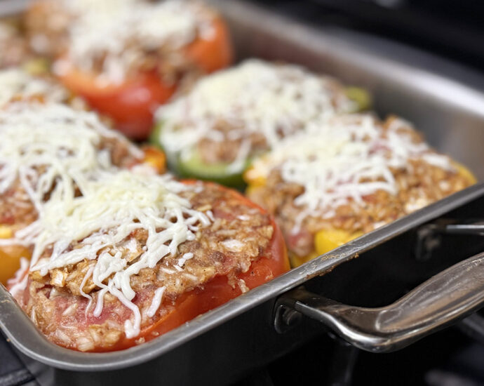 Stuffed Peppers in 360 Bake & Roast 9x13 Stainless Steel Baking Pan