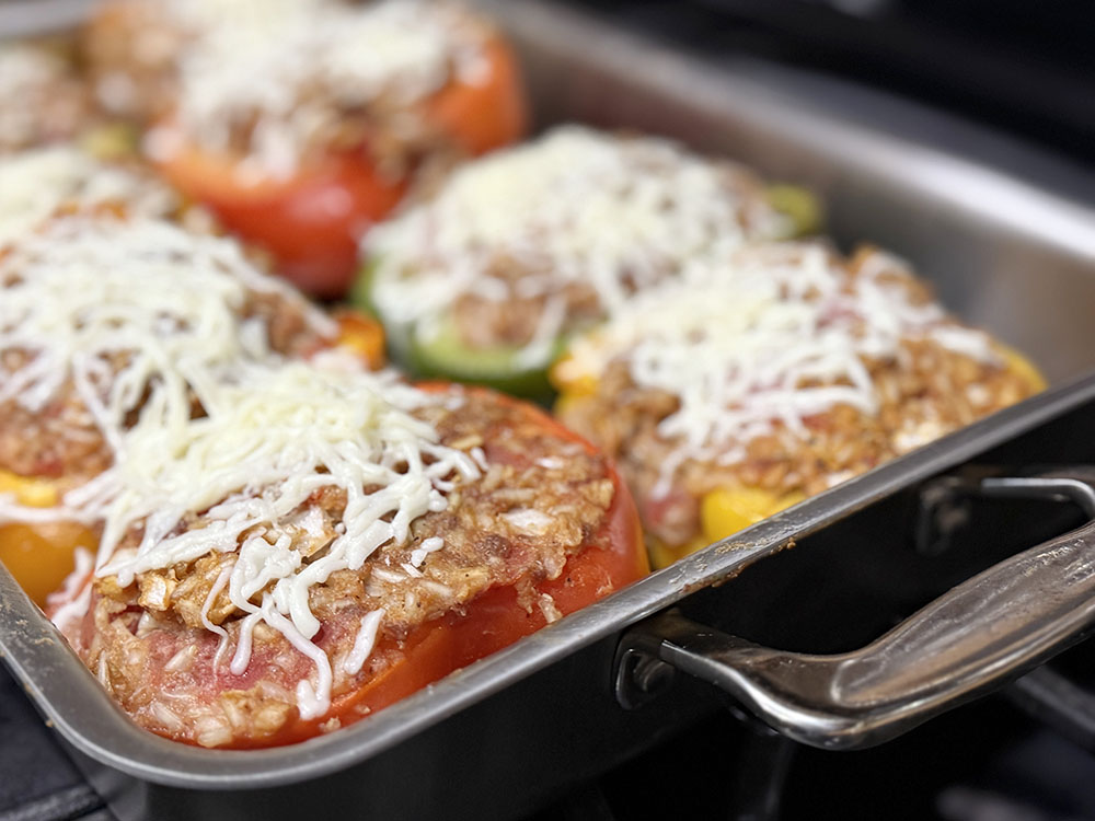 Stuffed Peppers in 360 Bake & Roast 9x13 Stainless Steel Baking Pan