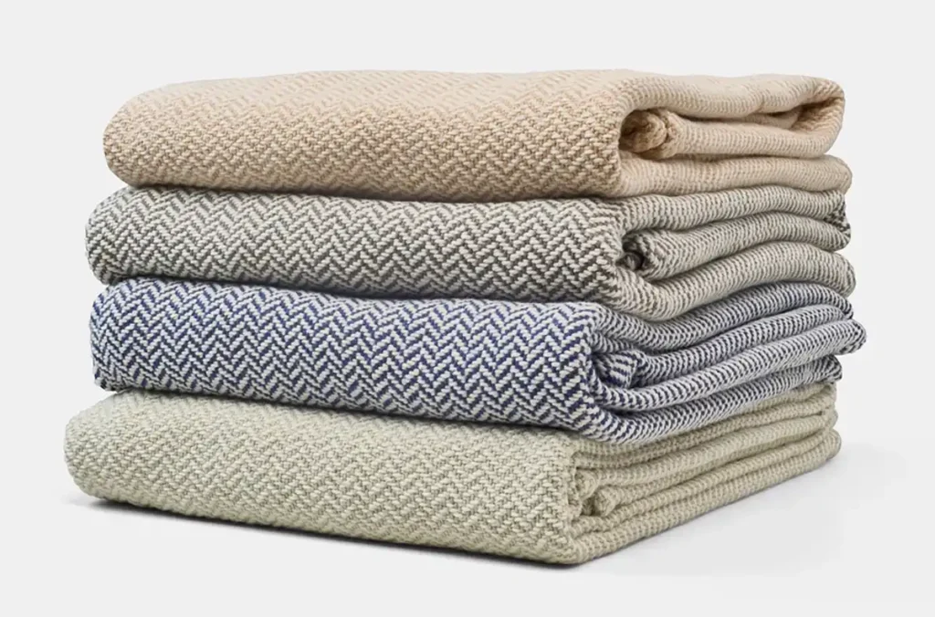 American Blossom Linens 100% Cotton Herringbone Weave Blankets Made in USA