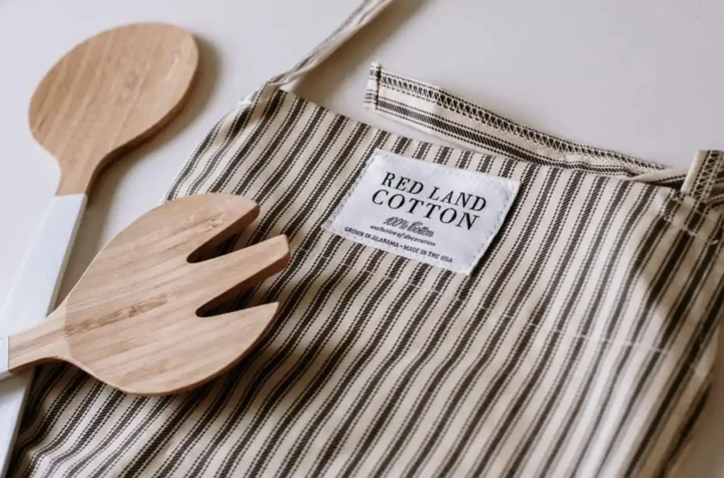 Red Land Cotton Ticking Stripe Apron Made in USA