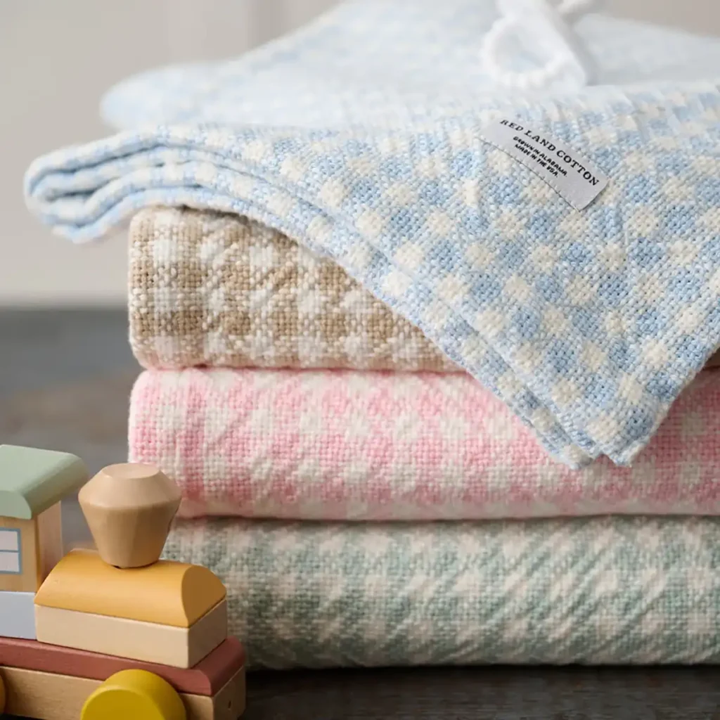 Red Land Cotton 100% American-Grown Cotton Baby Blanket Made in USA