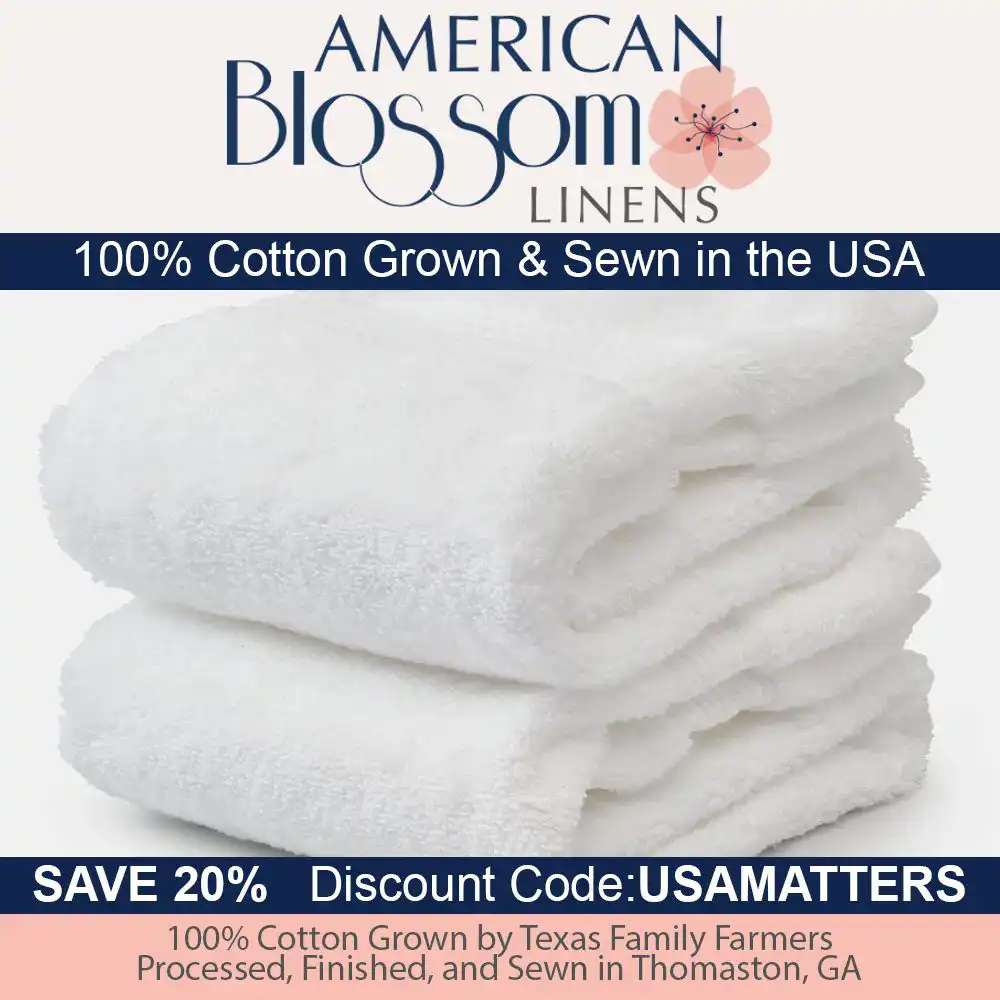 Save 20% on American Blossom Linens 100% Cotton Bath Towels Made in the USA